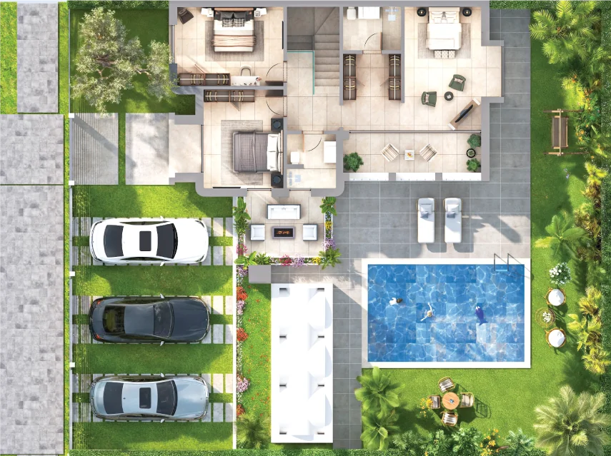 Villa Lady Emma — plan aménagé de l'étage